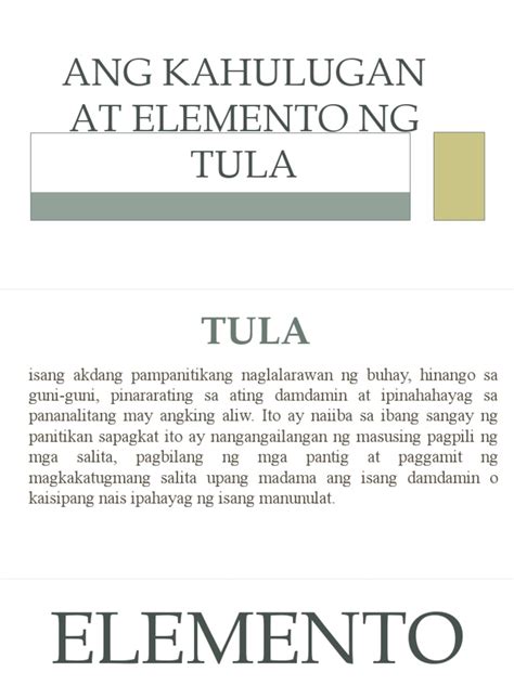 Tula: Kahulugan at Elemento .